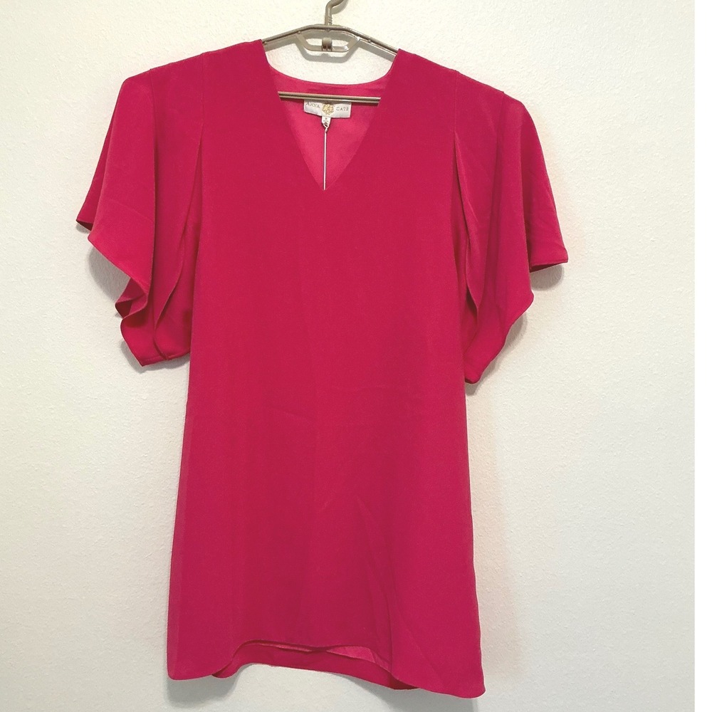 Anna Cate Blair Short Dress XL Beet Pink Flutter Sleeve Shift NWT MSRP $208 - Picture 8 of 11